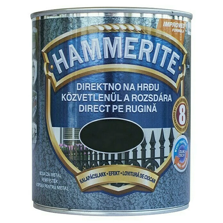 Boja za metal HAMMERITE HAMMERED - EFEKT LAK MAX CRNA 0,25L-1