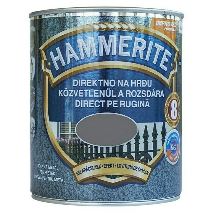 Boja za metal HAMMERITE HAMMERED - EFEKT LAK MAX SIVA 0,25L-0