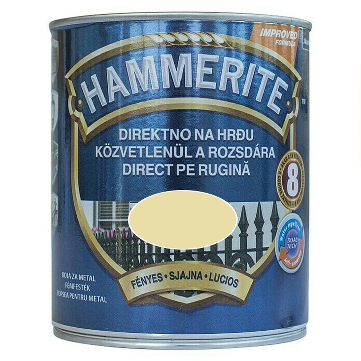 Boja za metal HAMMERITE SMOOTH - SJAJNI LAK CRNA 0,25L-1