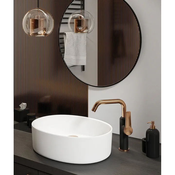Miješalica za umivaonik Kuchinox Alanis crna/rose gold sa pop-up sifonom-1