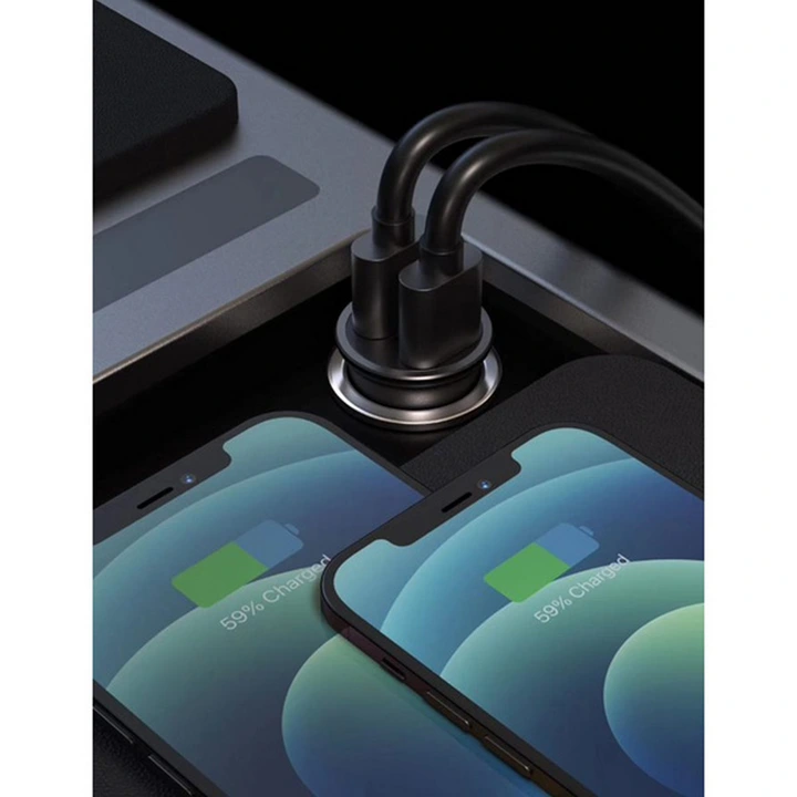 SWISSTEN PUNJAČ ZA AUTO, SAMSUNG SUPER FAST 25W, CRNI + KABEL ZA PUNJENJE USB-C - USB-C-2
