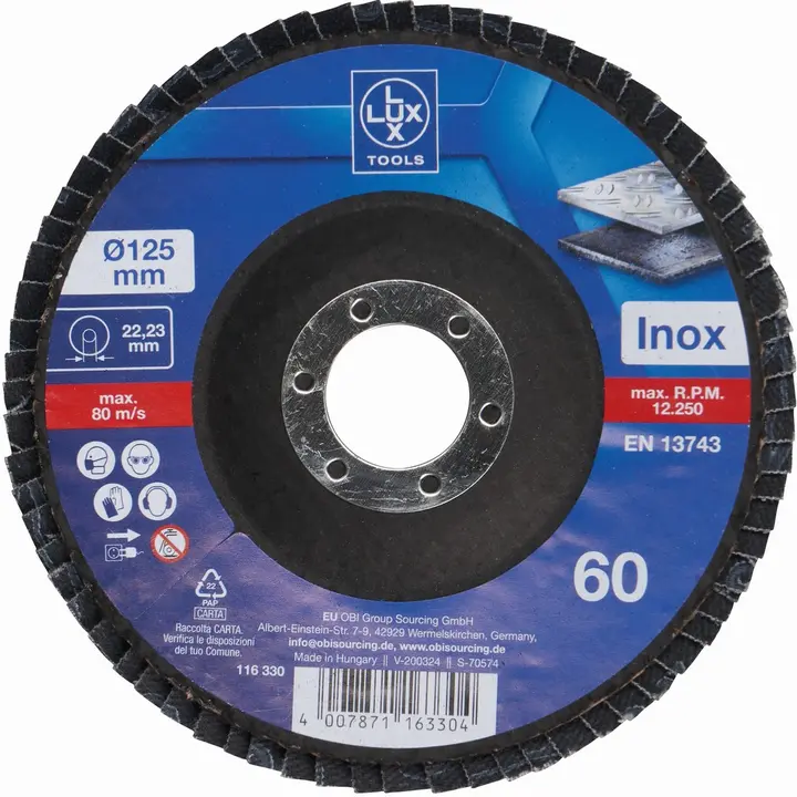 Brusna ploča lamelirana Lux Tools 125 mm K60 za metal-0