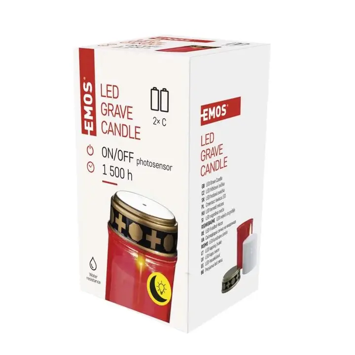 Elektronski lampion Emos LED crveni, timer + senzor, 1500 h-7