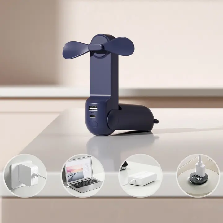Jisulite ventilator ručni + punjač i svjetiljka Blue-1