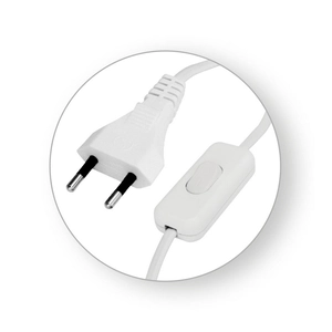 Priključni kabel COMMEL S MEĐUPREKIDAČEM 2m 2x0,75mm H03VVH2-F BIJELI