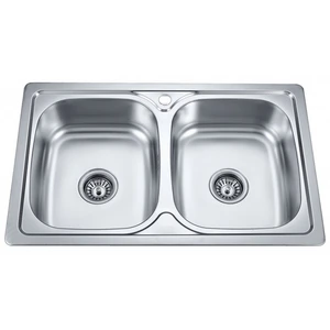 Inox sudoper s dva korita, 80x50 cm
