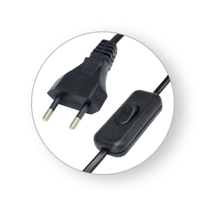 Priključni kabel COMMEL S MEĐUPREKIDAČEM 2m 2x0,75mm H03VVH2-F CRNI
