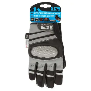 M-WAVE RUKAVICE DUGI PRST VEL/L,GEL+PROTECTOR+TOUCH,CRNO/SIVA,pak2/1par