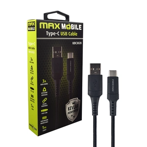 MAXMOBILE KABEL USB 2.0 TYPE C KEVLAR BLACK QC 3A 1M