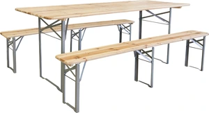 Drvena vrtna garnitura Pivska 200x80 cm + 2 klupe - BIRA