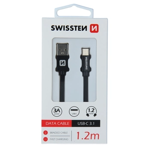 TELEFON SWISSTEN KABEL USB-C PLATNENI 1.2M CRNI