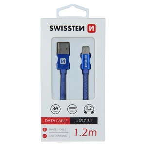 TELEFON SWISSTEN KABEL USB-C PLATNENI 1.2M PLAVI