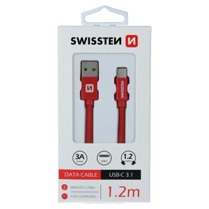 TELEFON SWISSTEN KABEL USB-C PLATNENI 1.2M CRVENI
