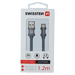 TELEFON SWISSTEN KABEL USB LIGHTNING PLATNENI 1.2M SIVI