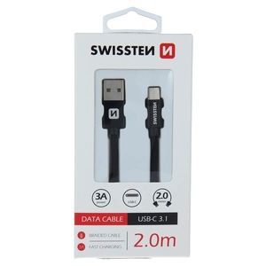 TELEFON SWISSTEN KABEL USB-C PLATNENI 2M CRNI