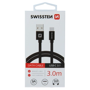 TELEFON SWISSTEN KABEL USB-C PLATNENI 3M CRNI