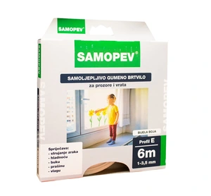 Traka za brtvljenje SAMOPEV GUMENA BIJELA PROFIL E, 6M