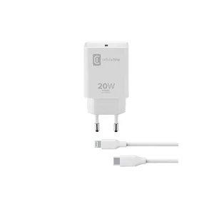 Cellularline PUNJAČ IPHONE USB-C I KABEL C TO LIGHTNING 20W 2021