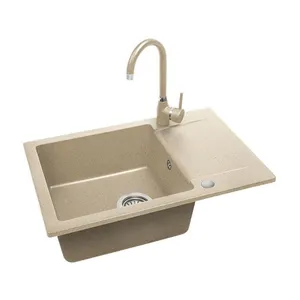 Granitni sudoper Laveo Celebes set s miješalicom i sifonom, bež 65x44 cm
