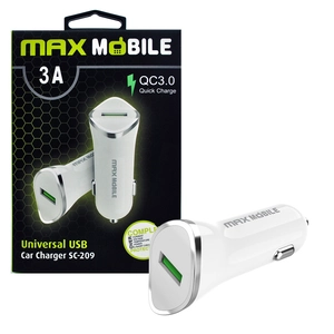 MAXMOBILE AUTO ADAPTER USB SC-209 QC 3.0,18W QUICK CHARGE 3A BIJELI
