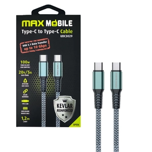 MAXMOBILE DATA KABEL TYPE C UDC3029 KEVLAR GRAY 3.1GEN.100W 5A 1.2M