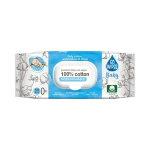 GO WIPES VLAŽNE MARAMICE ZA BEBE 100% PRIRODNI PAMUK, 100%BIORAZGRADIVO, BEZ PLASTIKE, 50KOM