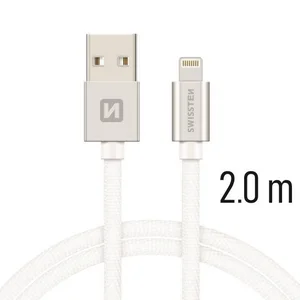SWISSTEN KABEL USB/LIGHTNING, PLATNENI, 2M, SREBRNI