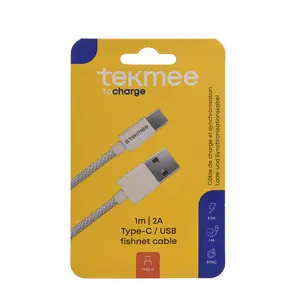 TEKMEE KABEL TYPE-C, USB 2.0A 1M - OKRUGLI PLETENI